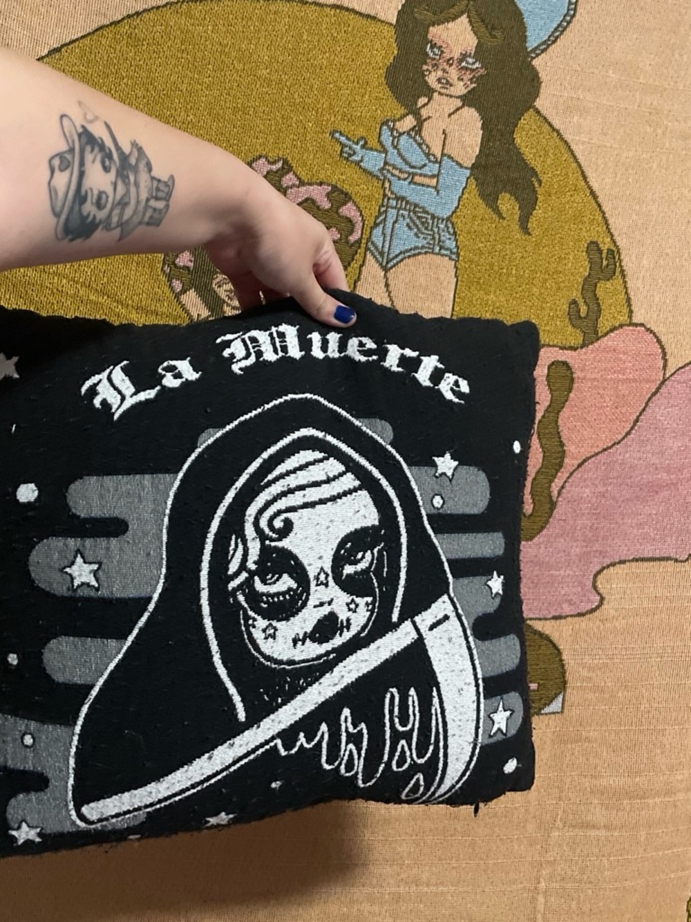 Valfre Black and White 'La Muerte' Graphic Accent Pillow